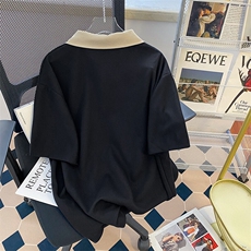 纯棉后包领抖音天猫品质POLO领拉链男女情侣短袖T恤宽松TT035-45，男装T恤，星座911-3
