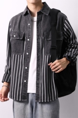 秋季流行男牛仔衬衣宽松纯棉休闲长袖衬衫外套XZ310B-3-CY957-P60，男装衬衫，星座310B-3