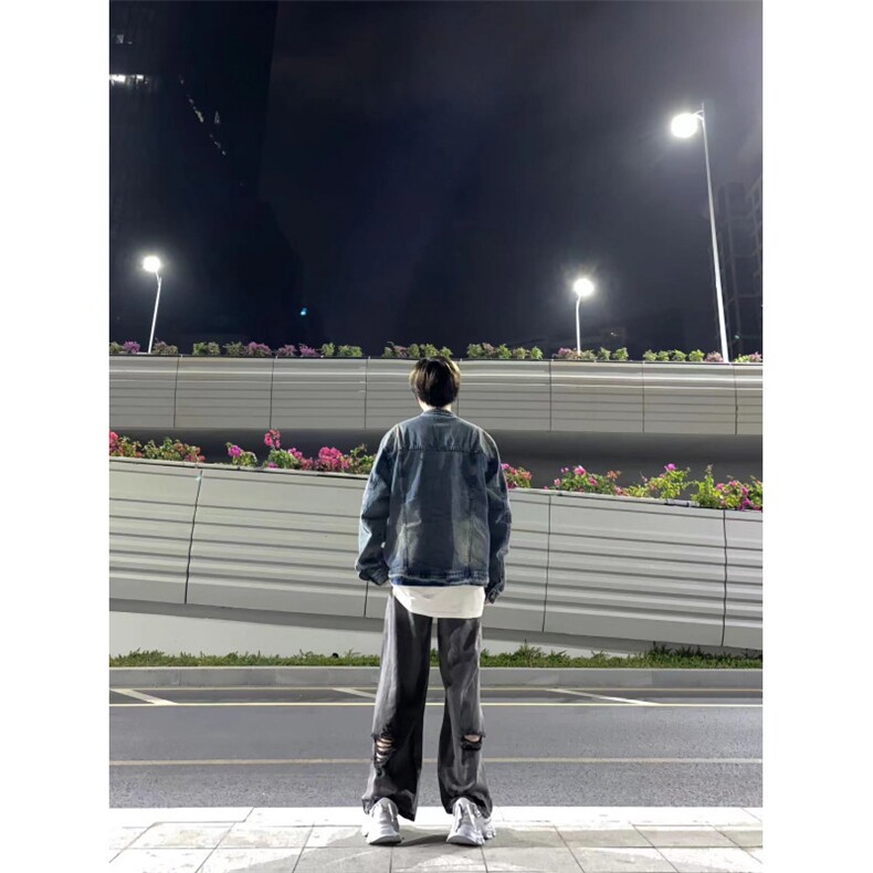 破洞牛仔裤男美式高街vibe裤子潮牌痞帅炸街直筒微喇裤KZA143-P55,男装牛仔裤,星座1007（原301D）