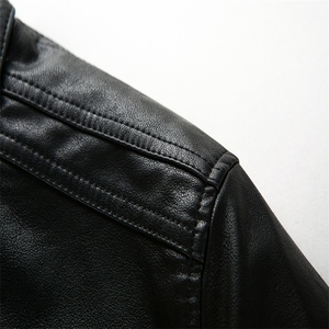 秋季休闲纯色皮衣外套中年男士仿皮夹克爸爸装上衣MY8108-P155,男装皮衣,电商B212（原钱塘6029）