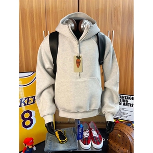 抖音得物高品质二开 26春装重磅宽松结构拉链设计高领连帽卫衣W76图片