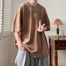 C380-P37夏季新款美式简约短袖T恤男水洗做旧半袖体恤衫现货，男装T恤，星座512-6