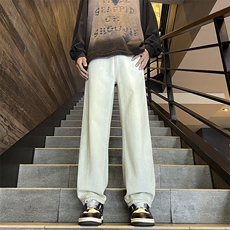 秋季新款港风日系复古水洗重磅阔腿直筒休闲牛仔裤男ZK3752-P50，男装牛仔裤，星座313A(原308A-2)