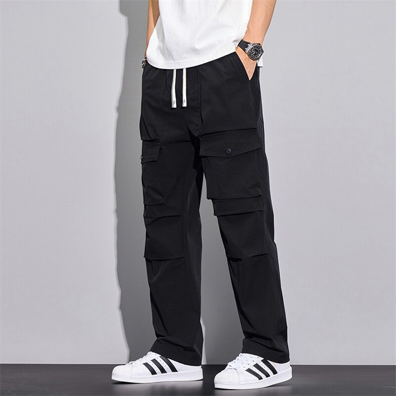 冰丝裤子男夏季薄款宽松直筒工装裤新款美式阔腿休闲长裤M508-P45,男装工装外套,星座509