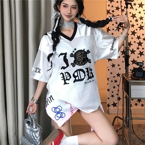 慵懒新款短袖t恤女休闲夏季美式辣妹正肩显瘦短款上衣ins,短发怎么穿搭显瘦图片