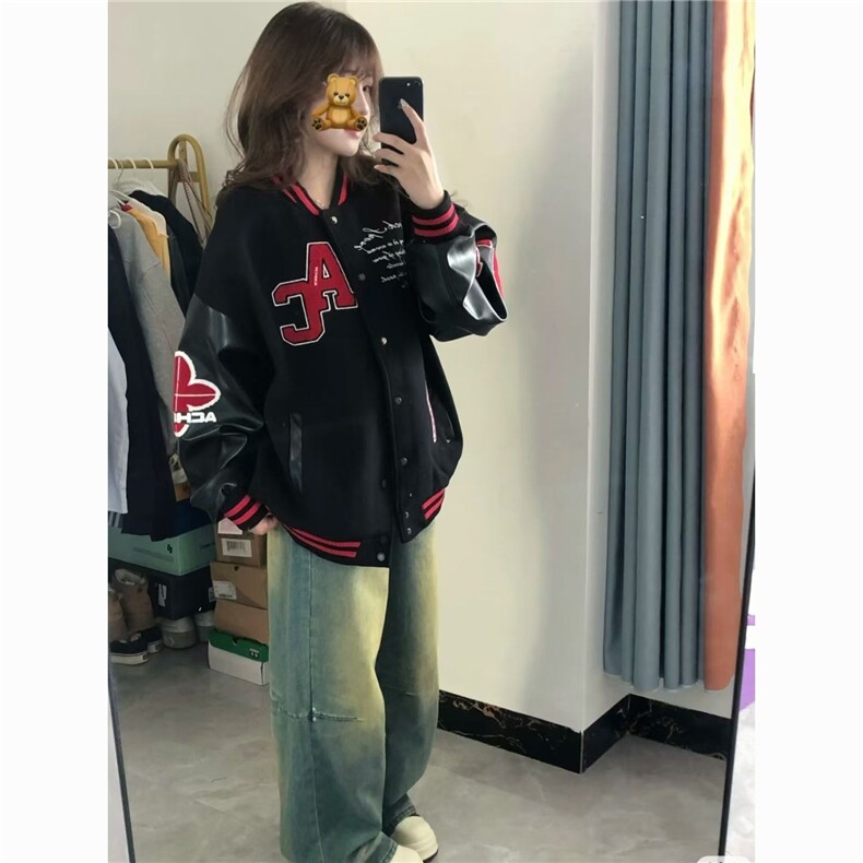 美式复古撞色棒球服外套字母新款情侣夹克潮JK766-P65,男装夹克,星座208-5