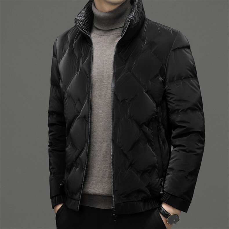 男士加厚保暖立领羽绒服中年爸爸装商务休闲上衣冬季新款男装外套,男装羽绒服,电商B212（原钱塘6029）