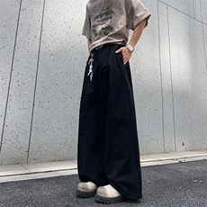 春夏季新款美式复古设计感阔腿裤男女宽松直筒XZ201-KZ021P50，男装休闲裤，星座201