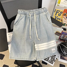 夏季牛仔短裤时尚休闲宽松青年纯色条纹DK38p38，男装牛仔裤，星座1013