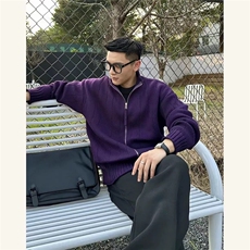 5003立领针织开衫外套男士新款慵懒风外穿宽松休闲毛衣潮，男装针织衫/毛衣，星座308A-1（原309B-1）