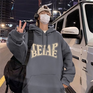 创意字母设计连帽卫衣男士卫衣内搭叠穿高质量连帽卫衣青少年图片