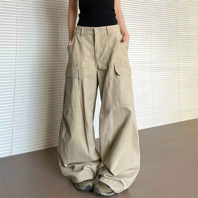 2025美式复古水洗宽松直筒廓形工装裤男女潮牌慵懒拖地阔腿休闲裤,男装工装外套,星座506A
