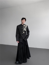 现货25秋冬设计感男秀禾男婚礼礼服新中式西装外套xz151-p168，男装西服套装，电商B288