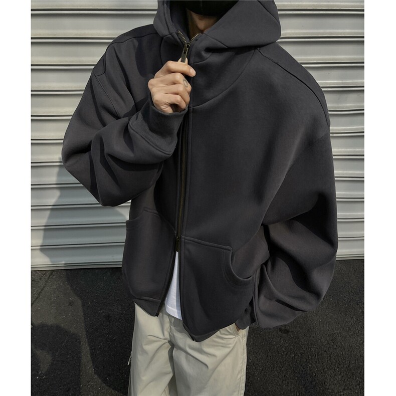 黑墙风2025春(现货)重磅460g高品质帽子结构卫衣开衫TTTB10-P85,男装卫衣,星座1315