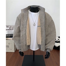 大码扎染皮扎染荔枝皮兔毛棉衣pu皮衣外套cleanfit棒球服棉衣MF88，男装皮衣，星座601-1