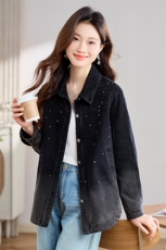 牛仔外套女早春宽松慵懒风2025年春秋新款高端女士中长款衬衫衣服，女装牛仔外套，丽影随形