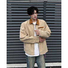 8XL-M春季水洗帆布短款夹克男生vintage美式复古工装外套JK003P98，男装夹克，电商B312