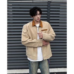 8XL-M春季水洗帆布短款夹克男生vintage美式复古工装外套JK003P98图片