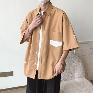 日系cityboy短袖衬衫男款夏季薄款宽松休闲百搭衬衣凉感港风上衣图片