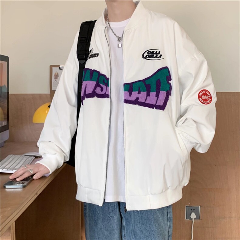 开春刺绣夹克毛巾绣2022拉链开衫外套潮牌上衣男款W2881-P55,男装夹克,星座512-2
