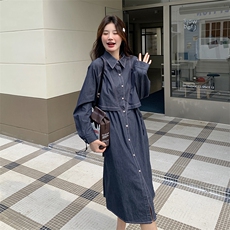 牛仔连衣裙长款风衣，女装连衣裙，浙宝069