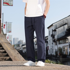 2026夏季新款宽松大码纯色休闲风男装苎麻休闲裤K2610，男装休闲裤，电商A008