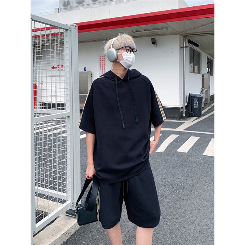 休闲运动连帽短袖套装上衣T3634特P31控59/裤子DK8608特P26控49图片