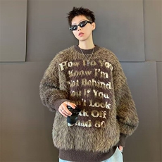 美式字母慵懒风毛绒保暖毛衣男秋冬季仿貂绒宽松外套MZ751-P67，男装针织衫/毛衣，星座412-2