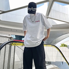 万针全刺绣工艺抖音得物高品质260克重磅纯棉双纱美式高街短袖T恤，男装T恤，电商A486-1