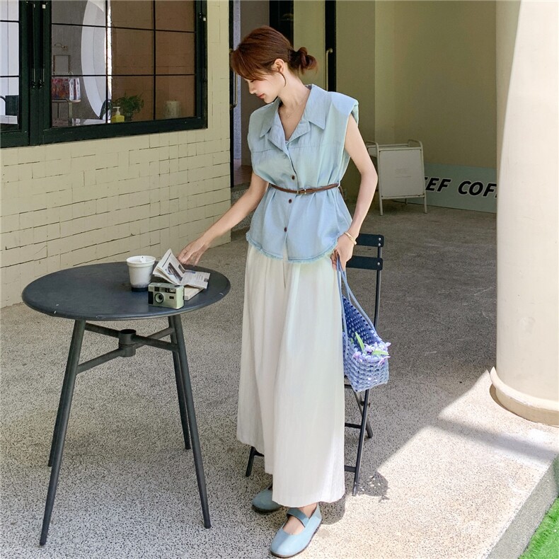 老钱风气质马甲套装女2025年夏季新款高级感无袖上衣阔腿裤两件套,女装套装/套裙,维壹