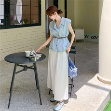 老钱风气质马甲套装女2025年夏季新款高级感无袖上衣阔腿裤两件套，女装套装/套裙，维壹