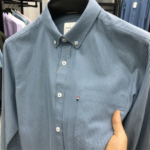 FN823626钱塘2020-1夏季新款男士条纹长袖衬衣纯棉休闲衬衫P71图片
