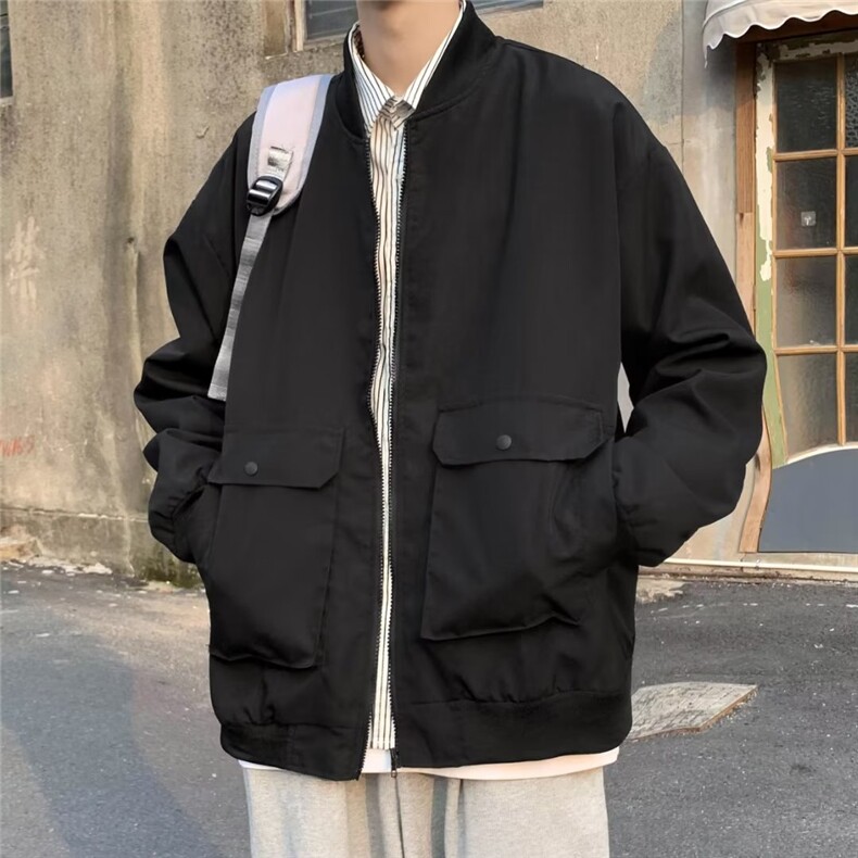 棒球服男春秋季复古夹克开衫拉链外套美式潮牌高街宽松上衣JK94,男装夹克,星座1116A-1（原606A）
