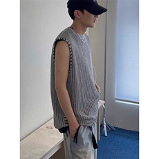 W10015-P68网图现货美式高街夏季潮牌设计感无袖复古反光背心，男装背心/马甲，星座1608-2