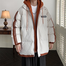 棉服男冬季新款港风宽松假两件连帽棉衣MF8587-特P78，男装棉衣，星座214-3