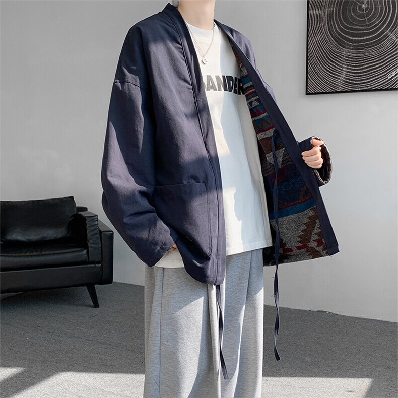 8XL-M 特大码夹克男新中式道袍双面穿风夹克外套男JK1308P118图片
