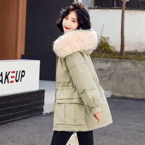 2020冬季新款时尚潮流优雅气质大毛领连帽大口袋羽绒服,女装羽绒服,贵人树