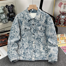 秋新款小众破坏风流苏花卉牛仔外套重工刺绣宽松夹克3731/P79，男装夹克，星座506B