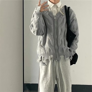 2025新款秋冬新款美式复古宽松针织毛衣高级立体提花新款MY7352图片