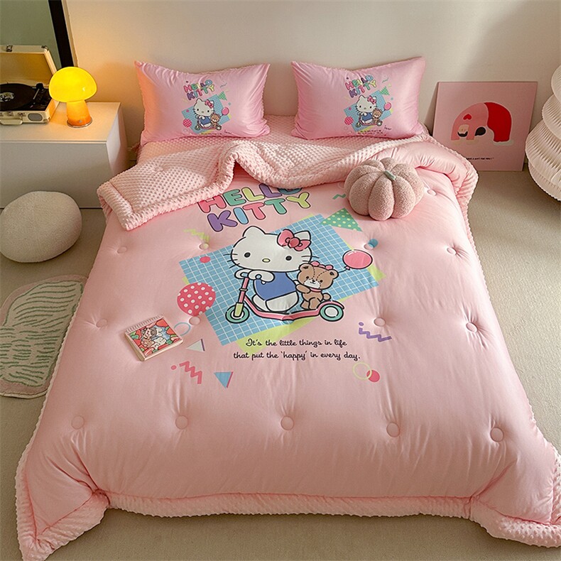 新款三丽鸥针织大版数码印花豆豆被被子被芯，被套/被芯，一起卖家纺