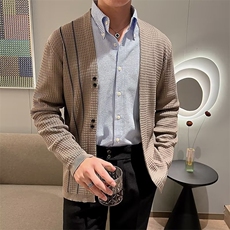 男士针织衫开衫外套春秋季V领修身休闲秋装上衣毛衣男潮M829，男装针织衫/毛衣，星座1116A-2（原606A-1）