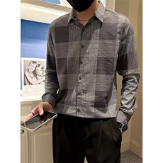春秋格子衬衫男士长袖痞帅高级感男装2025年新款秋装上衣衬衣男款，男装衬衫，星座506A