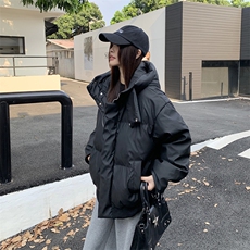 现货5W件冬季三防重磅boxy短款羽绒连帽PU皮棉衣外套防风加厚棉服，男装棉衣，电商A486