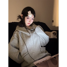 抖音得物高品质秋冬美式高街重磅结构辑明线纹理连帽卫衣外套W111，男装卫衣，电商A486