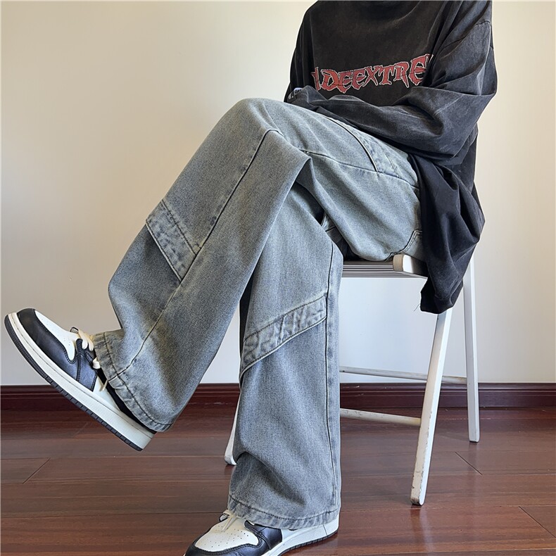 2025秋季新款美式高街复古水洗直筒牛仔裤B315-K24277-p55控78，男装牛仔裤，电商B315