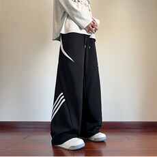 条纹拼接运动卫裤男秋季潮牌美式宽松休闲裤XK200-P36，男装休闲裤，星座208-5