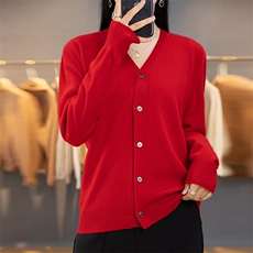 V领-大红色