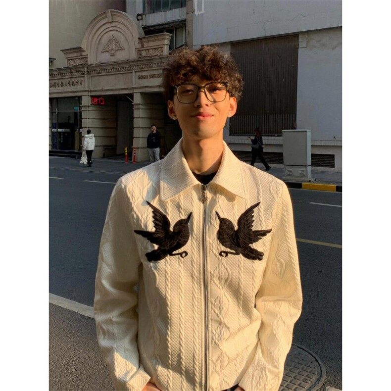 【有货】玄鸟刺绣提花外套男高级感痞帅春秋短款夹克A221CC-特P55,男装夹克,星座1007（原301D）