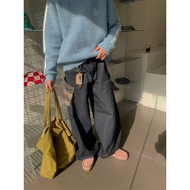 1506/QK5650/P59美式小众设计感牛仔裤男女宽松复古休闲裤子,男装牛仔裤,星座1506
