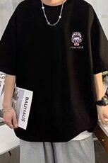 潮夏季男短袖T恤2025新品港风卡通印花短袖男式打底衫上衣，男装T恤，星座218-1（原230）